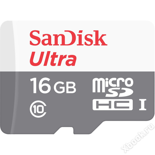 SanDisk 16Gb microSDHC Ultra Class 10 с адаптером вид спереди